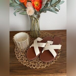 Cream, Criss Cross Sandals